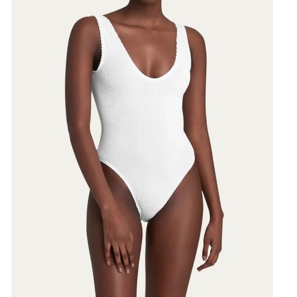 Bone Eye Crinkle One Piece Bathing Suit White - Picture 3 of 10
